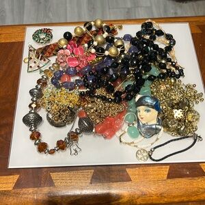 Mix Estate jewelry lot Tory Burch necklace bracelet earring ring brooch